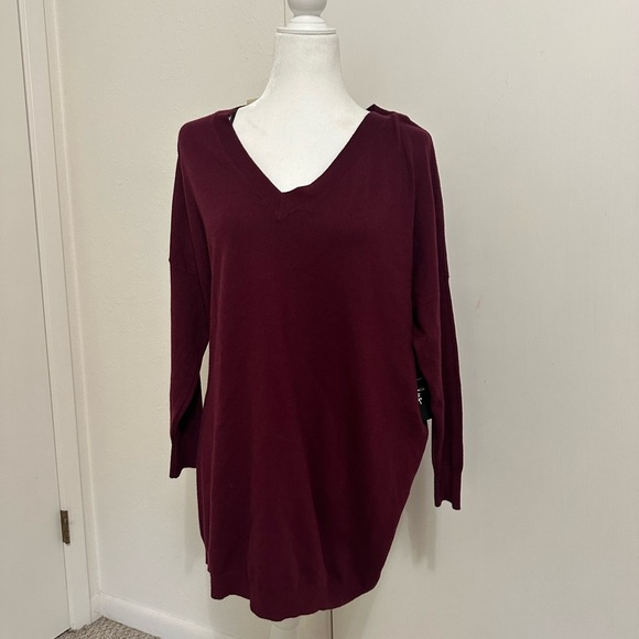 Lulus V-Neck oversized maroon pullover tunic NWT Lounge Cozy Casual Women’s xs/s - Picture 5 of 6